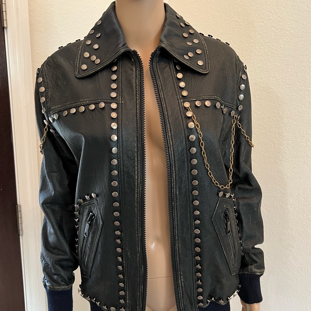 GUCCI Vintage Style Leather Studded Venus Jacket